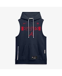 Nike Men's Navy Atlanta Braves Authentic Collection Standard Issue Dri-fit Sleeveless Hoodie