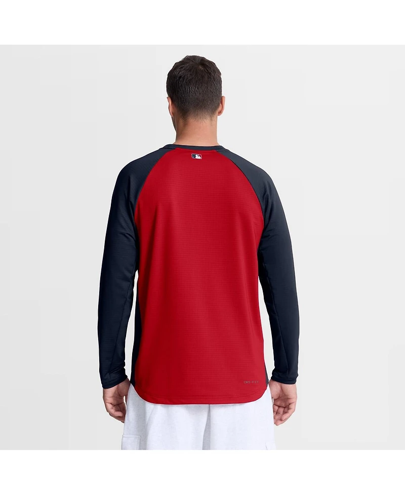 Nike Men's Red Atlanta Braves Authentic Collection Raglan Dri-fit Sweatshirt
