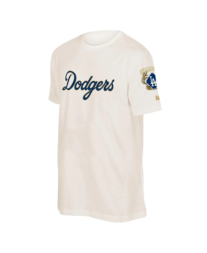 New Era Men's Cream Los Angeles Dodgers 2026 Gold Collection Logo Patch T-Shirt