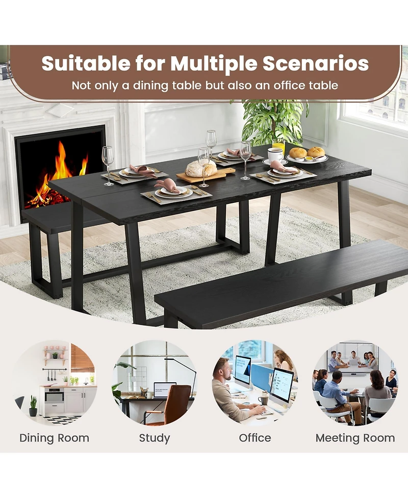 Slickblue Large Dining Table Metal Frame with Anti Slip Foot Pads