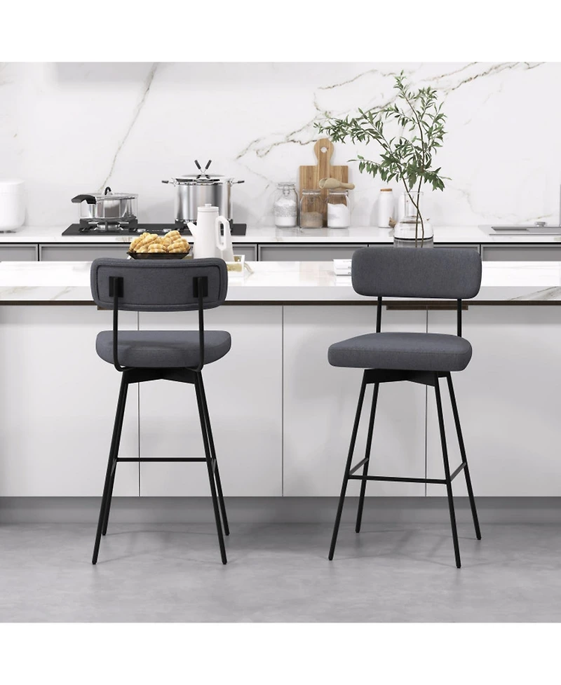Gouun 29 in Swivel Upholstered Counter Height Bar Stools Set of 2 with Metal Legs