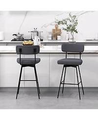 Gouun 29 in Swivel Upholstered Counter Height Bar Stools Set of 2 with Metal Legs