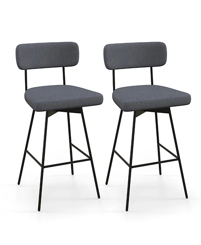 Gouun 29 in Swivel Upholstered Counter Height Bar Stools Set of 2 with Metal Legs