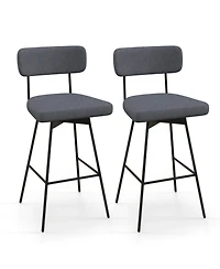 Gouun 29 in Swivel Upholstered Counter Height Bar Stools Set of 2 with Metal Legs