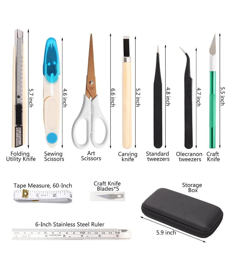 Gnuadz Milusong 9-in-1 Portable Tools Set Utility Craft Ruler Tape Measure Sewing Tweezers Diy Kit Household Office