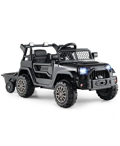 Slickblue 12V Kids Ride-On Utv with Detachable Trailer, Battery Powered