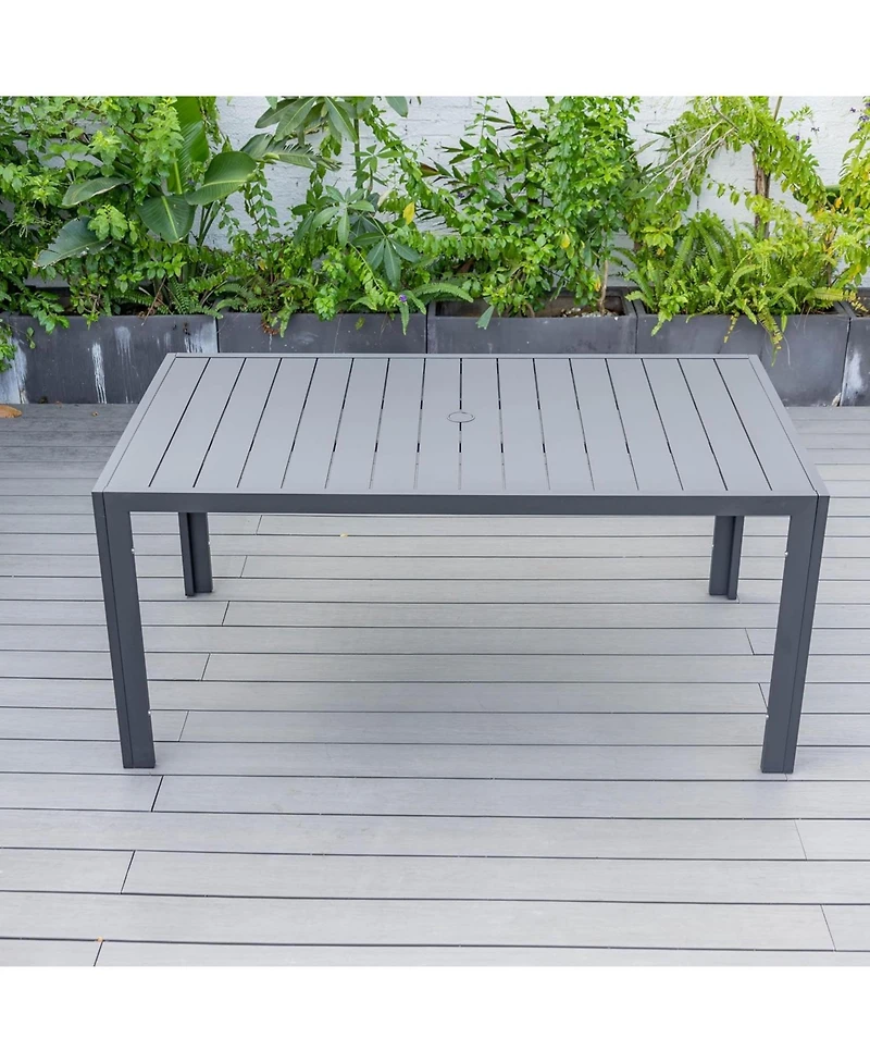 LeisureMod 63" Outdoor Aluminum Dining Table for Modern Home, Patio, Backyard Garden Chelsea Collection