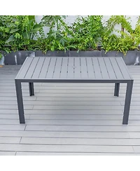 LeisureMod 63" Outdoor Aluminum Dining Table for Modern Home, Patio, Backyard Garden Chelsea Collection