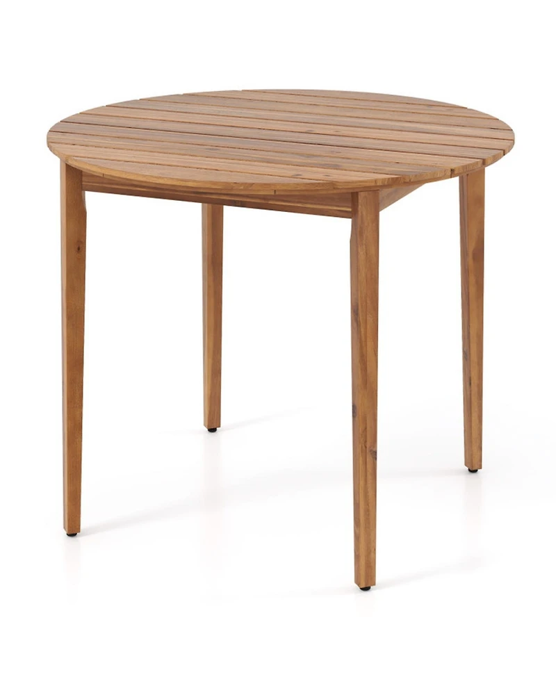 Gouun 36 in Round Acacia Wood Outdoor Dining Table for 4 People