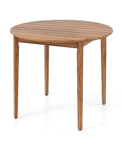Gouun 36 in Round Acacia Wood Outdoor Dining Table for 4 People