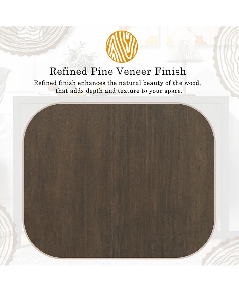 Rainsken Farmhouse Sideboard, 47.25" Wooden Buffet Cabinet with Pine Veneer, Adjustable Feet and Metal Handles for Living Room, Kitchen