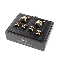 Trafalgar Men's Xaviar Ring Detailed Circular Cufflink Stud Set