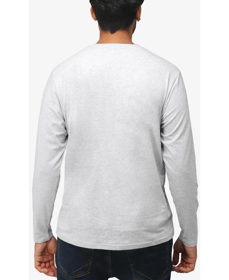 X-Ray Men's Soft Stretch Henley Neck Long Sleeve T-shirt