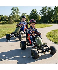 Slickblue Kids Pedal Go Kart Racer with Steering Wheel, Gear Shifter and Handbrake.