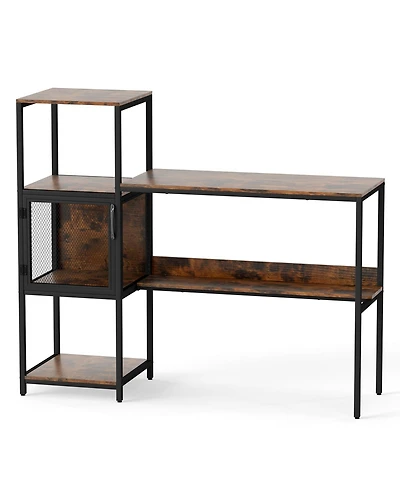 Slickblue Home Office Desk with Bookshelf, Shelves, and Storage Cabinet