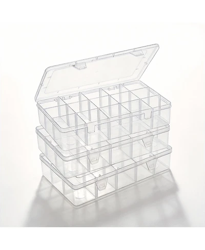 Gnuadz 3 pack 15-Grid Plastic Organizer Box with Dividers for Crafts