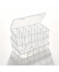 Gnuadz 3 pack 15-Grid Plastic Organizer Box with Dividers for Crafts