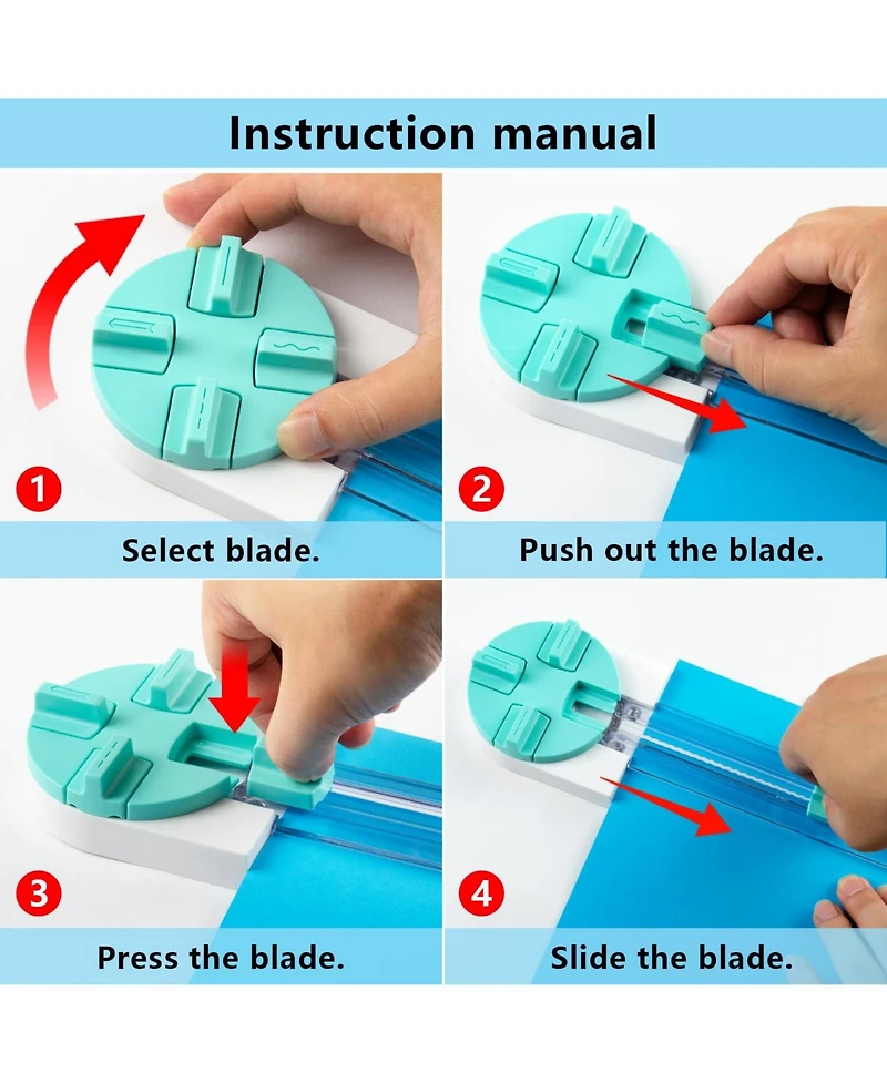 Gnuadz Paper Trimmer Craft Cutter 4 Style Multi-function Scrapbooking Tool Dial Straight Wave Dotted Perforated Creasing Photos Postcards Card