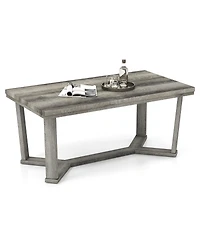 Gouun Rectangle Coffee Table with Cross-Shaped Rubber Wood Base