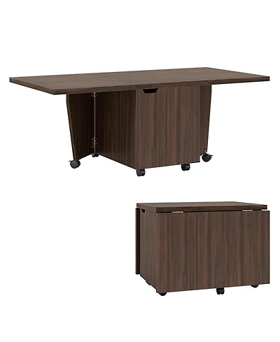 Gouun Foldable Extendable Coffee Table with Storage Cabinet