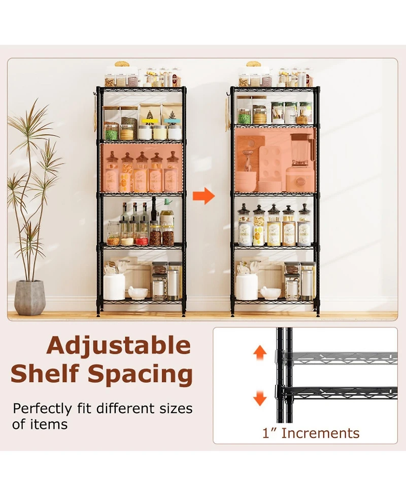 Gouun 5-Tier Heavy Duty Metal Storage Shelving Unit with V-Shaped Wire Rack, 750 Lbs Capacity