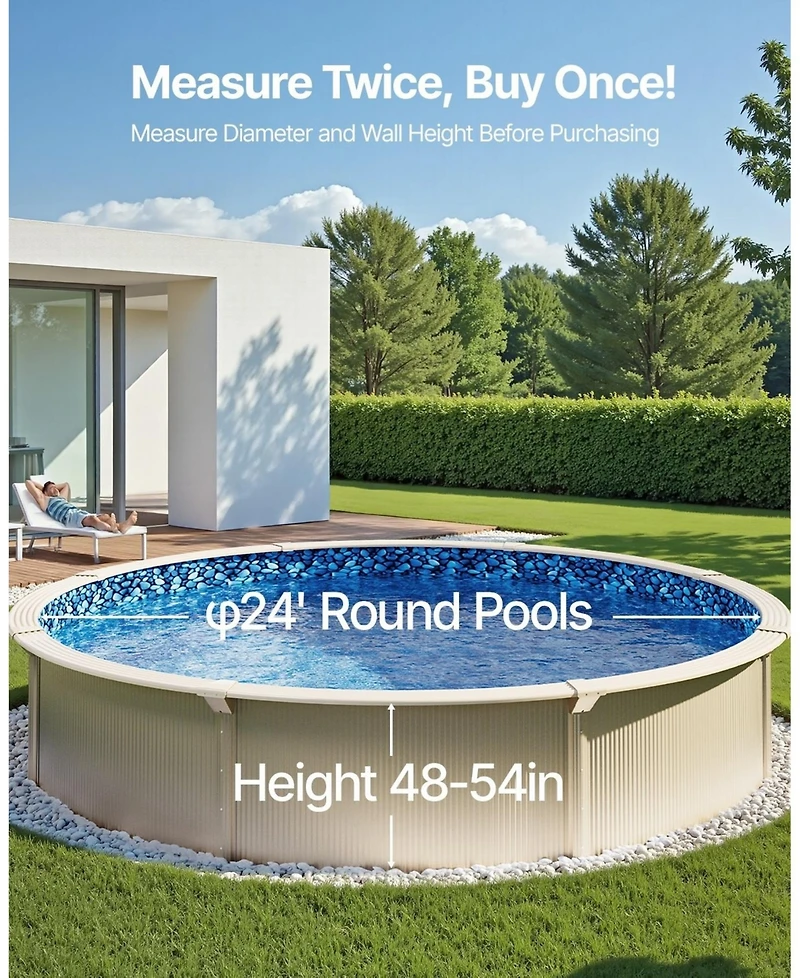 Givimo 24-ft Round Overlap Vinyl Pool Liner Fits 48-54 in Wall Height for Steel Pools