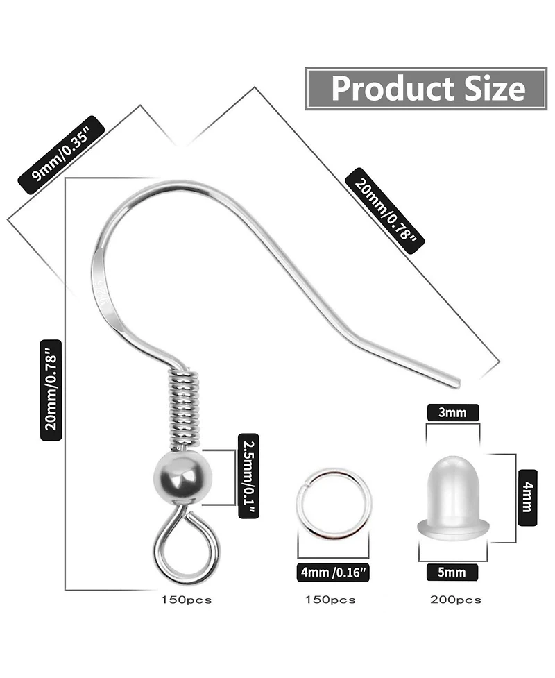 Gnuadz 500pcs Earring Hooks Ear Wires Fish Jump Rings Silicone Backs Stoppers Jewelry Making Kit