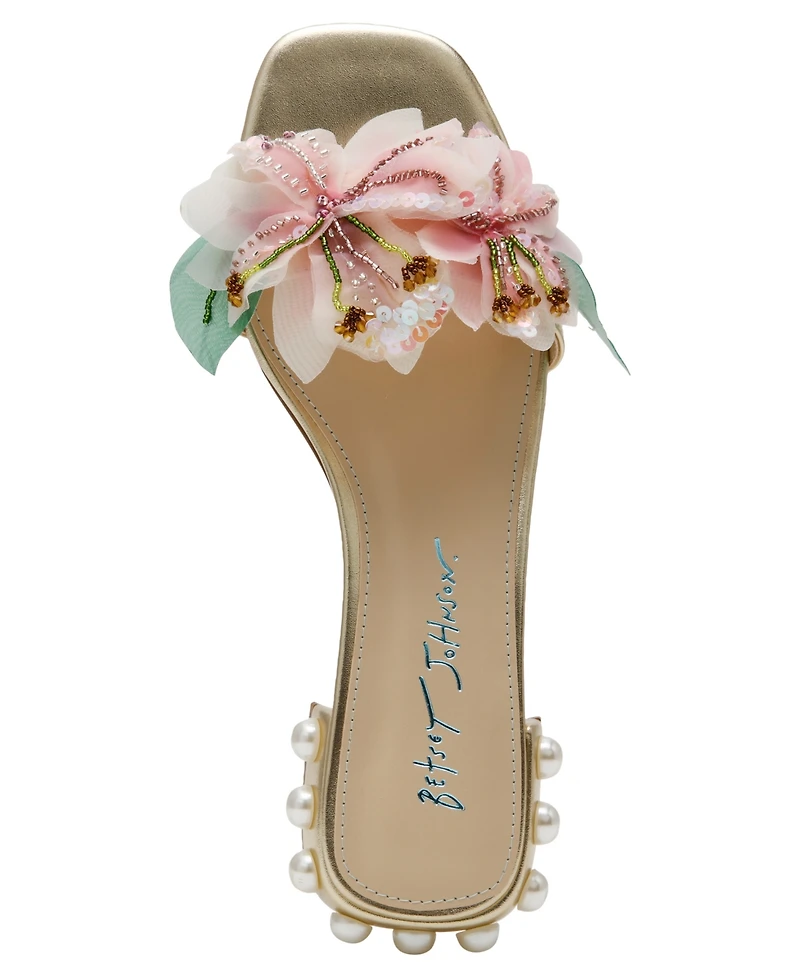Betsey Johnson Women's Rosia Floral Slip-On Dress Sandals