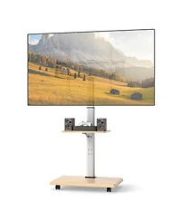 Sugift Rolling Tv Stand on Wheels Mobile Tv Cart for 32-75 Inch TVs Portable Av Cart