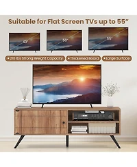 Sugift Tv Stand for TVs up to 55 Inch Mid Century Modern Entertainment Center with Storage Cabinet-Oak