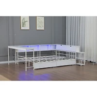 Streamdale Furniture Bed w/ Bookcase, Storage, Led, Charging