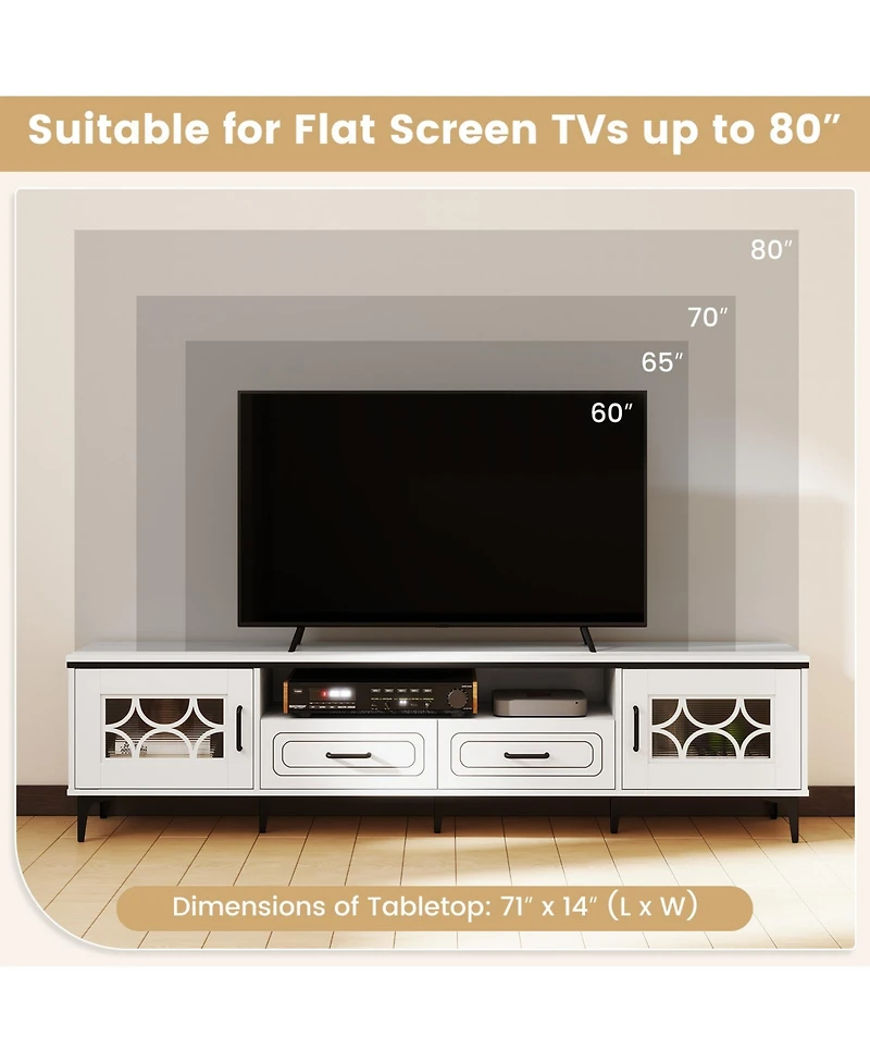 Sugift Farmhouse Tv Stand for TVs up to 80 Inch with 2 Drawers