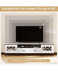 Sugift Farmhouse Tv Stand for TVs up to 80 Inch with 2 Drawers