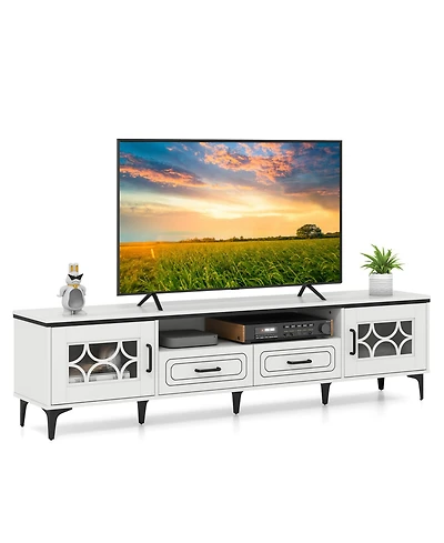 Sugift Farmhouse Tv Stand for TVs up to 80 Inch with 2 Drawers