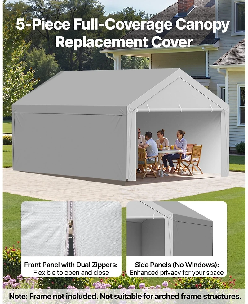 Sugift 12 x 20 ft Uv-Resistant Waterproof Carport Replacement Canopy Frame Not Included