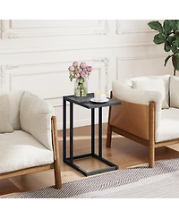 Gouun C-Shaped Metal Side Table with Adjustable Foot Pads, 17 x 12 x 21.5 in