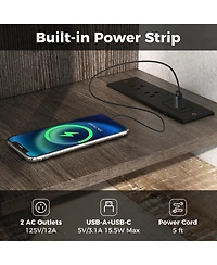 Slickblue Tv Stand 3 Tier with Built in Power Outlet and Usb, Adjustable Storage Shelf