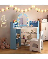 Slickblue 2-in-1 Toddler Vanity Set with Mirror and Lights for Pretend Play