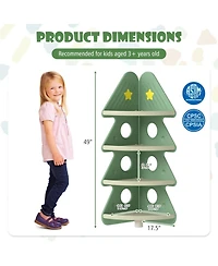 Gouun 4-Tier Kids Corner Bookshelf with Tree-Shaped Design and Display Shelves