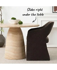 Maison Boucle Set of 2 Chenille Dining Chairs, 19-Inch Seat Height Armchairs