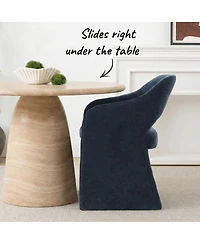 Maison Boucle Set of 2 Chenille Dining Chairs, 19-Inch Seat Height Armchairs