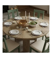 Tribesigns Round Dining Room Table for 4-6, 47'' Farmhouse Table, Kitchen Dinner Room Tables, Rustic Circle Tables