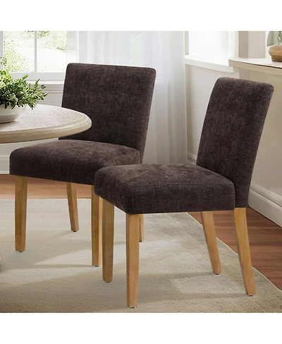 Maison Boucle Linen Upholstered Solid Wood Dining Chair, Set of 2