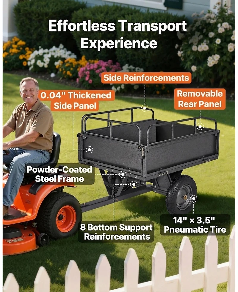 Sugift Utility Trailer 10 Cubic Feet 500lbs Capacity for Atv Utv Hauling