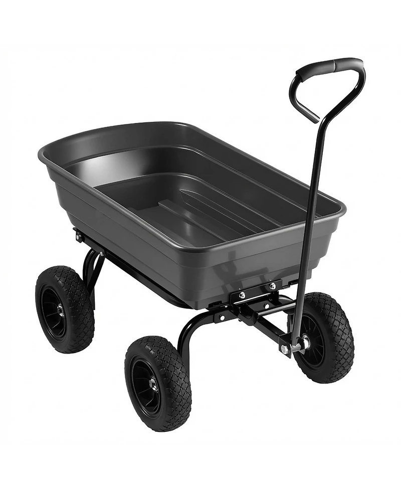 Sugift 600 lbs Poly Dump Cart Wagon with 90 Quick-Dump and 180 Swivel Wheels