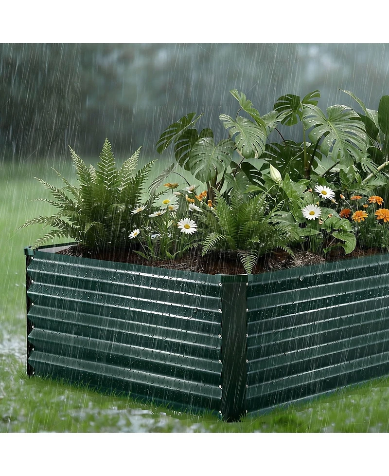 Sugift Galvanized Raised Garden Bed 6.67 x 3.35 ft Rustproof Elevated Planter Box for Vegetables