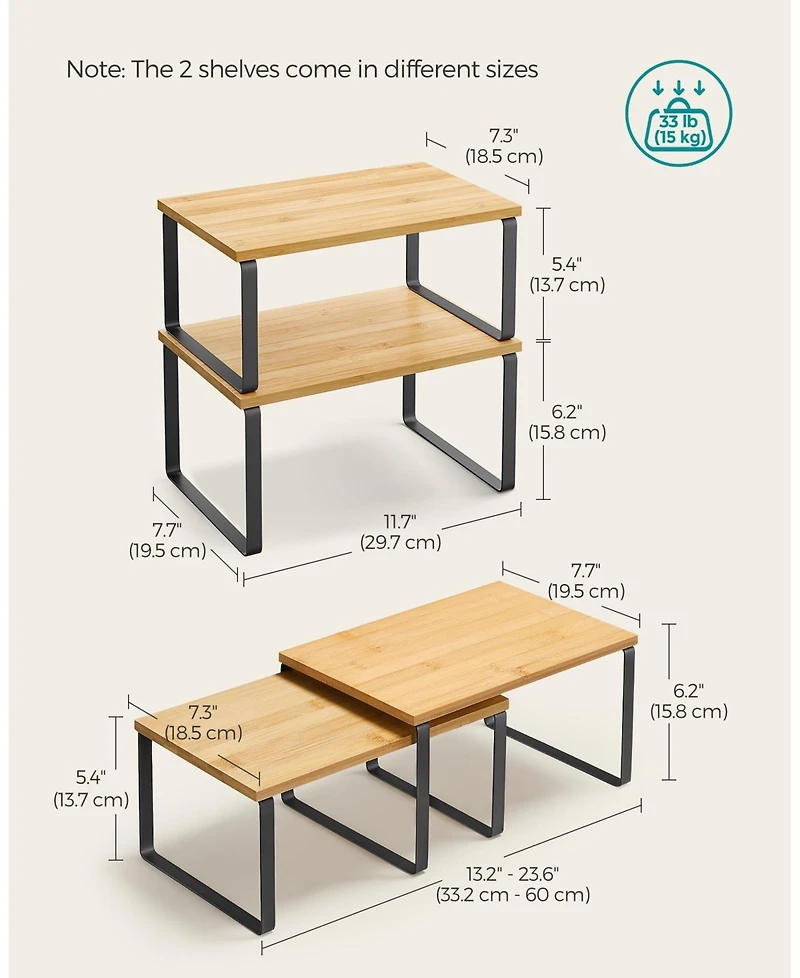 Gnuadz Stackable Expandable Cabinet Organizer Metal Wood Spice Rack