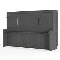 Streamdale Furniture Full Size Murphy Bed with a desk, Usb Charging Station, Led Lights