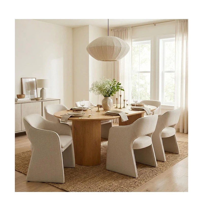 Maison Boucle Set of 2 Dining Chairs, 19-Inch Upholstered Armchairs