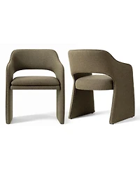 Maison Boucle Set of 2 Dining Chairs, 19-Inch Upholstered Dining Armchairs